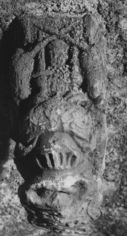 Interior.
Detail of corbel from S, on main vault (centre) on second floor.