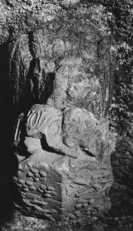 Interior.
Detail of corbel from N, on main vault (S) on second floor.