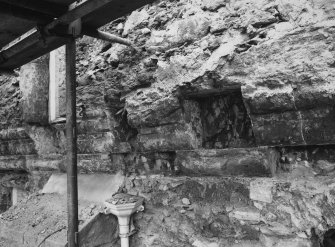Fyvie Castle.
Detail of corbelling on West wall during restoration.