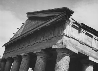 Detailed view of Temple of Theseus showing wooden entablature and pediment