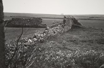 General view of enclosure wall from within South-West apartment of castle.