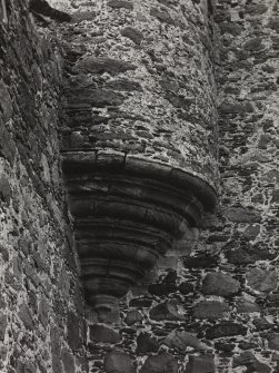 Detail of base of turret in re-entrant angle of tower and South range.