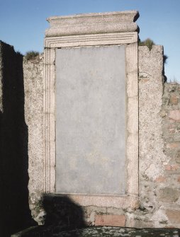 Remains of church, detail of mural monument