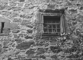 Towie Barclay Castle. Detail of first floor window on South side.