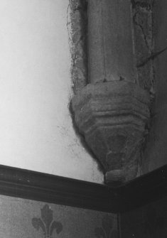 Towie Barclay Castle. Detail of vaulting corbel in hall.