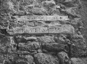 Aberdeen, 19-20 Castle Street.
East wall. Detail of datestone. 1714.