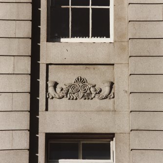 Aberdeen, 5 Castle Street, Clydesdale Bank.
Detail of decorated panel above first floor window.