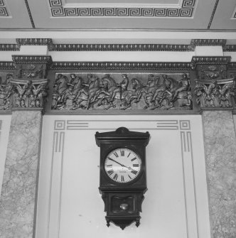 Aberdeen, 5 Castle Street, Clydesdale Bank.
Banking Hall. Detail of clock with frieze above on West Wall.
