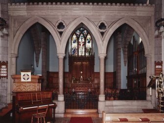 Aberdeen, Bieldside, Baillieswells Road, St Devenicks Episcopal Church, Interior.
General view of rood and altar from West.