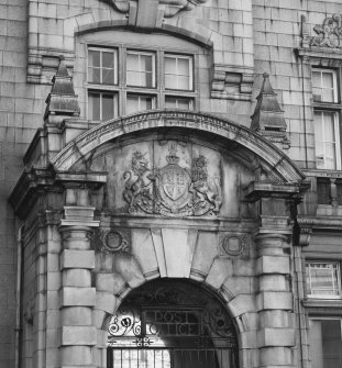 Crown Street, main entrance, pediment, detail