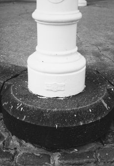 Aberdeen, Duthie Park, Bandstand.
Detail of column-base showing manufacturer's name-plate.