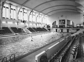 Aberdeen, Justice Mill Lane, Bon Accord Baths, interior.
View of pool area from South-East.
