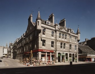 Aberdeen, 20, 22, 24 Guild Street, St Magnus Court
General view from south of south corner of the building, showing south-east (right) and south-west (left) facades of the building