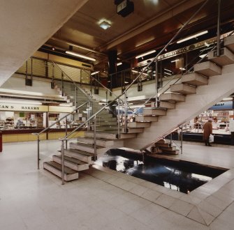 Aberdeen, Market Street, Market, interior.
View of courtyard at West end of building including staircase.