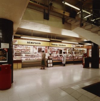 Aberdeen, Market Street, Market, interior.
View of butcher kiosk.