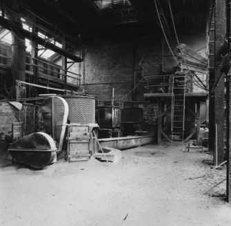 Aberdeen, Links Road, Sandilands Chemical Works, interior.
View of top floor showing phosphate/acid mixing vessel above den No 2, acid despatch tank & raw phosphate weighing and despatch machine.