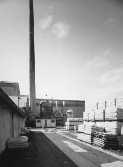 Aberdeen, Links Road, Sandilands Chemical Works.
View of granulation plant and its sea-water scrubbing plant outside with sacks of fertilizer ready for despatch.