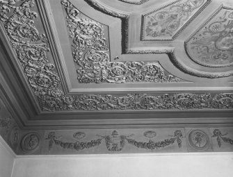 Aberdeen, 91-93 Union Street, North British and Mercantile Co Ltd, interior
Detail of cornice, frieze and ceiling in first floor West private office.