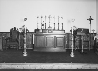 Aberdeen, Victoria Road, St Peter's Episcopal Church.
General view of altar showing lectern, candlesticks, etc.
New church - adjoing to North of original church.