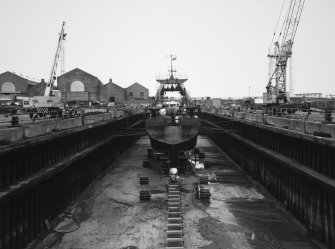 Aberdeen, York Place, Hall Russell Shipyard.
General view from South-West of dry dock (70 ft wide by 370 ft long).