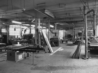 Aberdeen, York Place, Hall Russell Shipyard.
General interior view from North of ground floor of joiners' shop.