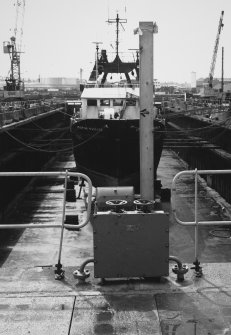 Aberdeen, York Place, Hall Russell Shipyard.
View from North-East at head of dry dock, showing electrical switchgear for two top winches.