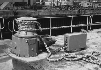 Aberdeen, York Place, Hall Russell Shipyard.
Detail of one of two electrically powered capstans located at mouth of dry dock. (Thomas Reid and Sons, Linwood).