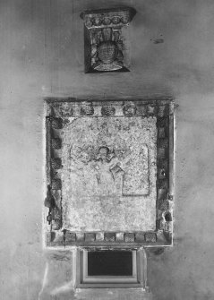 Aberdeen, North and East Church of St Nicholas, interior
Detail of tablet and helm in West wall of South transept.