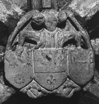 Aberdeen, North and East Church of St Nicholas, Crypt, interior
Detail of carved central boss over South compartment.