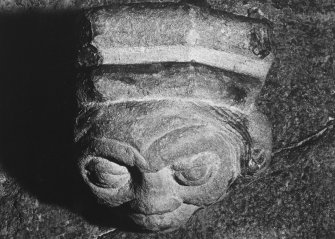 Aberdeen, North and East Church of St Nicholas, Crypt, interior
Detail of carved corbel set in doorway of wall of South compartment.