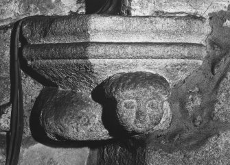 Aberdeen, North and East Church of St Nicholas, Crypt, interior
Detail of carved head corbel in South West corner of apse.