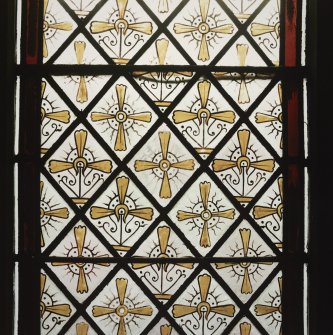 Detail of gallery stained glass window (W Side).