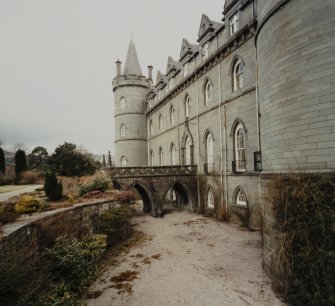 Inveraray Castle.
View of the bridge across fosse on South-West front.