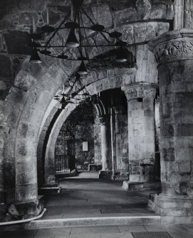 Iona, Iona Abbey, interior.
View of South choir aisle from East.