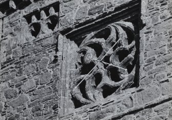 Iona, Iona Abbey.
View of tower showing South window.