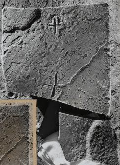Cross-marked slab, possible altar stone from St Ronan's church, Iona Nunnery.