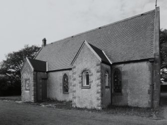 View from SSE showing projecting S porch and organ chamber