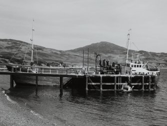 Bunnahabanainn Distillery, Islay.
View of pier grain-ship alongside, unloading grain suction pump.