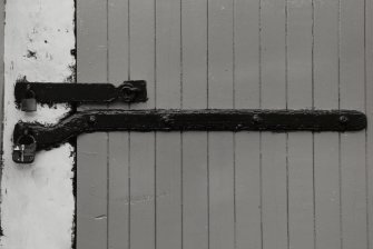 Distillery, Port Ellen.
Detail of bonded warehouse door showing double hasp-lock.