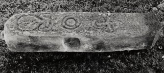 Crarae, Killevin Burialground.
View of carved stone (CG1).