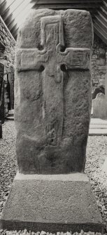 Keills Chapel, Early Christian Cross.
General view of Early Christian Cross slab in daylight.