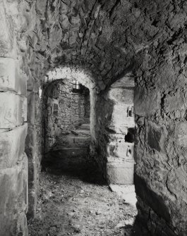 Kilmartin, Kilmartin Castle.
View of ruinous interior showing vaulted corridor from North ground floor level.