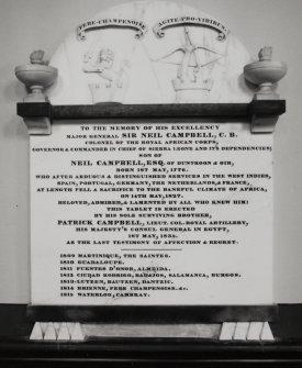 Kilmartin, Kilmartin Parish Church, interior.
View of mural tablet to Maj Gen Sir Neil Campbell, 1827.
