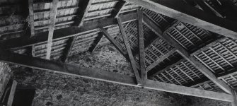 Melfort Gunpowder Works, interior.
Detail of roof trusses of storage shed roof.