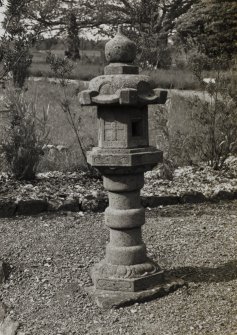 Mull, Torosay Castle. 
Detail of decorative sculpture in Japanese garden