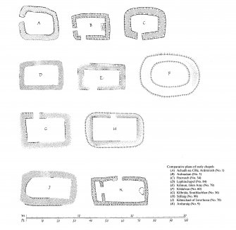 Publication drawing. Comparative plans of early chapels.