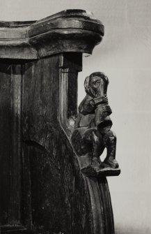 Poltalloch, St Colmba's Chapel.
Misericord (b). Detail of carving of left arm.