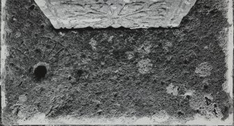 Oronsay Priory, Great Cross.
Detail of Great cross showing base, West side.