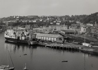 Oban, Railway Station and Harbour.
General view from West.