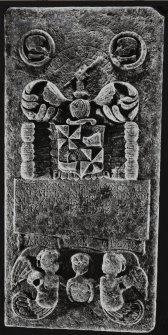 Taynuilt, Muckairn Church, churchyard, gravestone.
General view of Alexander Campbell tomb-slab of 1751.
